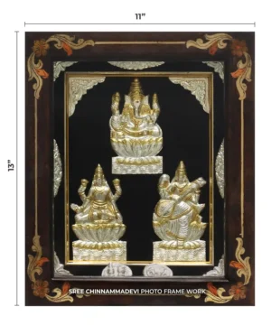 Lakshmi Ganesha Saraswathi Gold _ 11 x 13